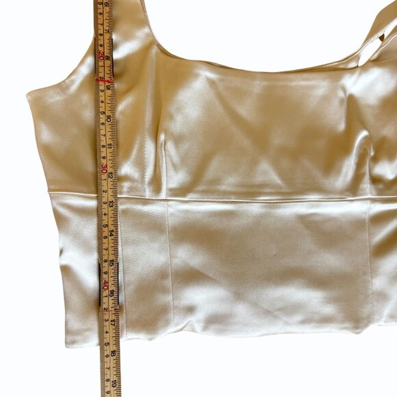 Wilfred Aritzia Womens‎ Shine Satin Bustier Crop Tank Top Size L Champagne Glam - Picture 9 of 11